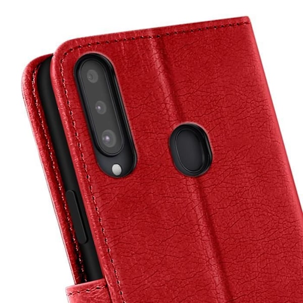 Samsung Galaxy A20s Kansi Lompakko ja Video Tuki Punainen Röd