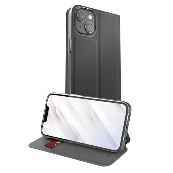 MUVIT Folio-kotelo jalustalla iPhone 14 Plus -puhelimelle - musta Svart