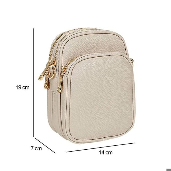 Handväska - Gallantry - Elegant Taupe - Justerbar axelrem - 3 fack - Syntetisk Beige