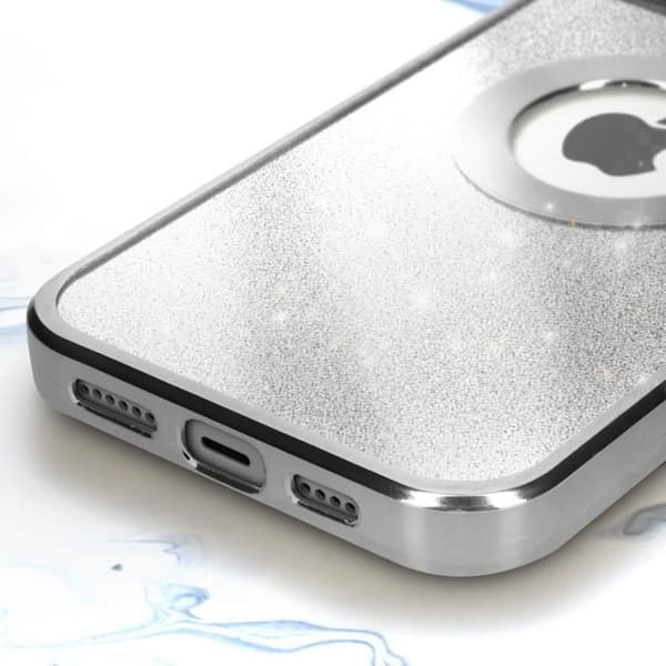 Coque iPhone 13 Pro Max - Protecam Spark - Glitrende Sølv - Silikone Gel - Beskyttet Kamera - Krom Design Pengar