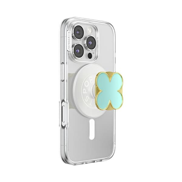 Stöd Smartphone PopGrip Premium Motiv Emalj Klöver Fast Montering PopSockets Grön Grön