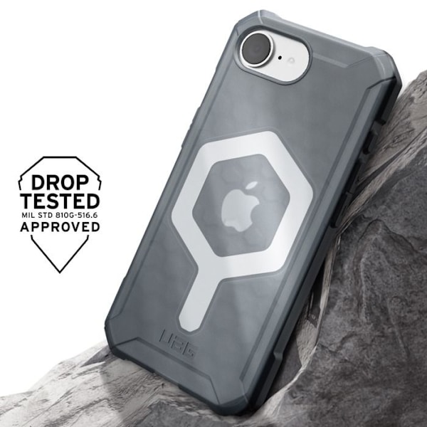 Coque för iPhone 16e Bi-nätsstruktur Genomskinlig Essential Armor UAG Mörkgrå Grå
