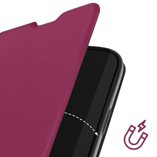 Fodral till iPhone 16 Plus - AVIZAR - Soft touch - Korthållare - Videostöd - Röd Röd