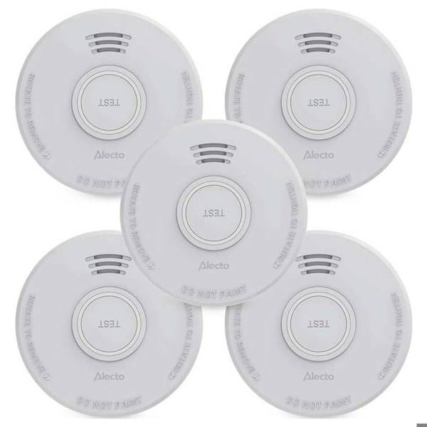 Alecto SD110 5X - Selvstændig røgdetektor - Batteri 1 år - Hvid - 5 stk. Vit