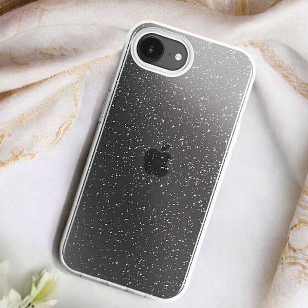 Coque Paillette för iPhone 16e Hybride Design Glamour Vit Vit