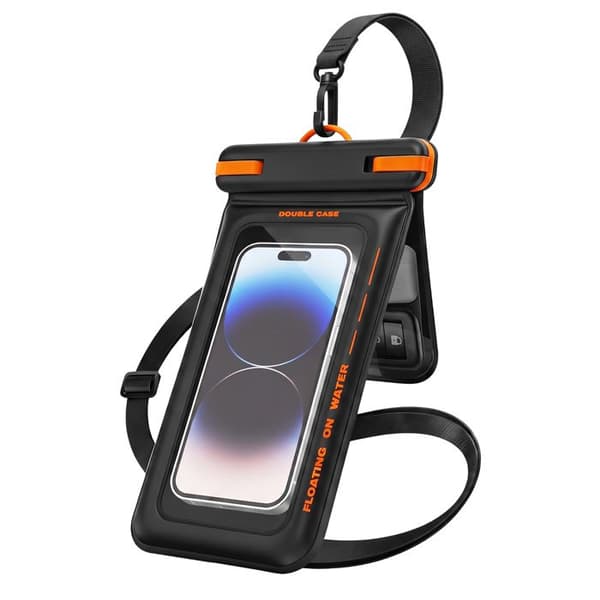 Vandtæt IPX8 Flydende Pouch til Smartphones op til 7.5 Tommer Sort Svart