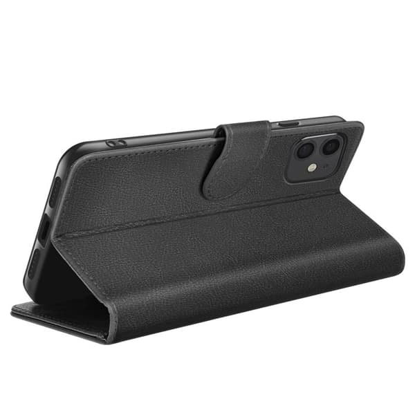 Wallet Case - ZANAÉ - iPhone 11 - Horisontal Støtte - Magnetisk Lukning - Sort Svart