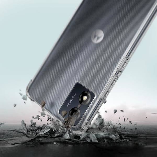 Älypuhelinkotelo - AVIZAR - Motorola Moto E13 - Vahvistetut kulmat - Läpinäkyvä - Tehokas suoja Vit