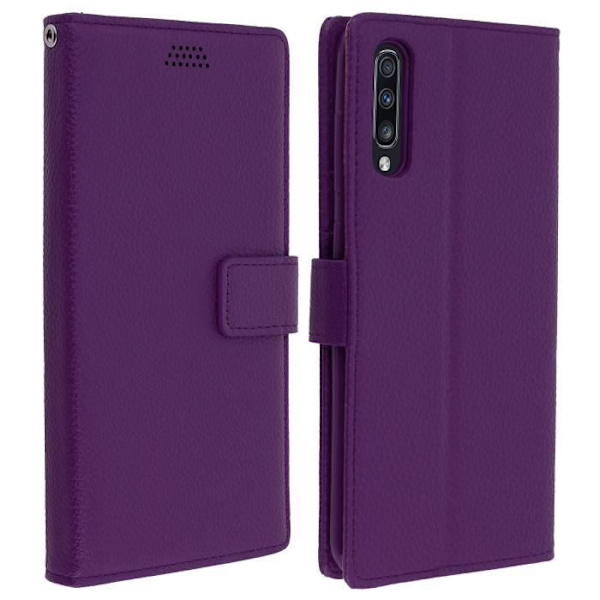 Hölster för Samsung Galaxy A70 - AVIZAR - Plånboksfodral - Ekoskinn - Videostöd - Lila kortfack Lila