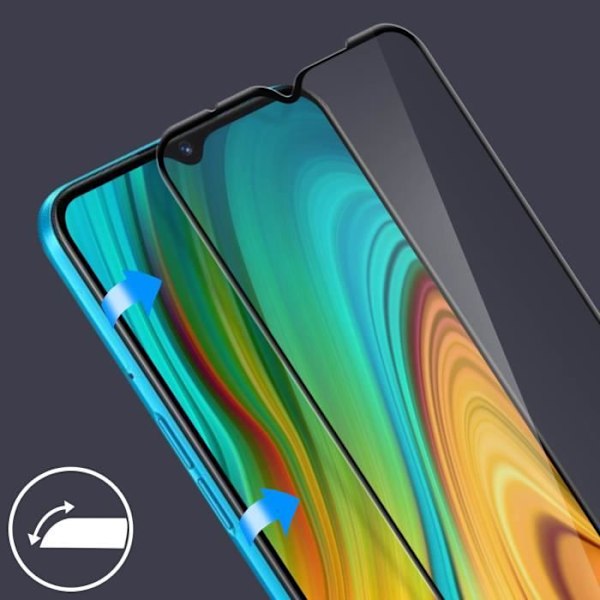 Skärmskydd i härdat glas till Realme C3 - AKASHI - Fasade kanter - Svart Svart