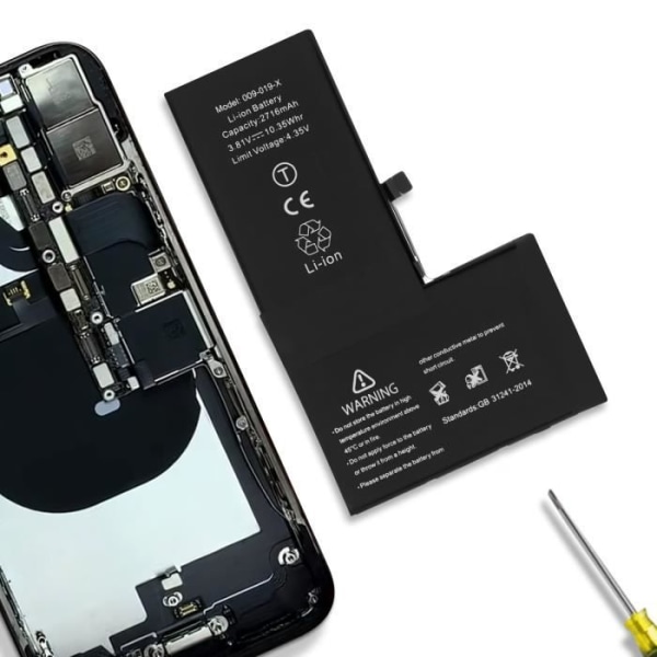 Akku iPhone X:lle - AVIZAR - BAT-COMP-IPX - 2716 mAh - Lithium Ion - 3,7 V - Musta Svart