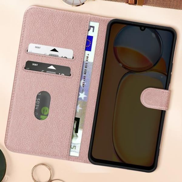 Kotelo Xiaomi Redmi 13C:lle - AVIZAR - Chesterfield - Lompakko- ja videotuki - Vaaleanpunainen Rosa