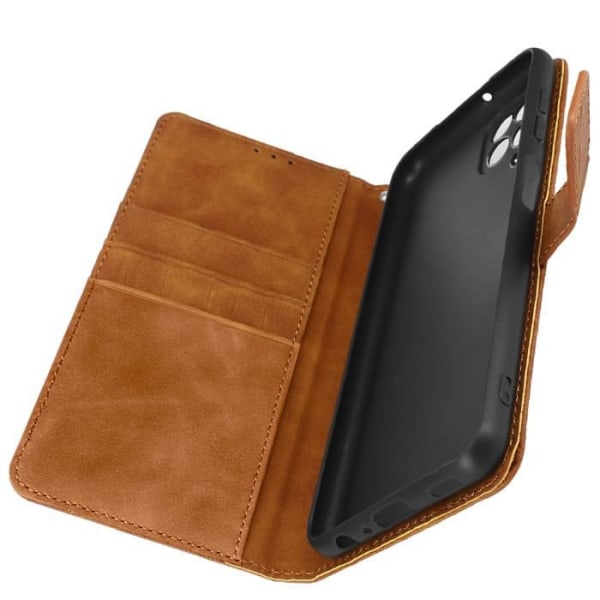 Etui för Samsung Galaxy A22/M32 - AVIZAR - Krokodil Effekt - Plånbok - Videostöd - Bruna kastanj