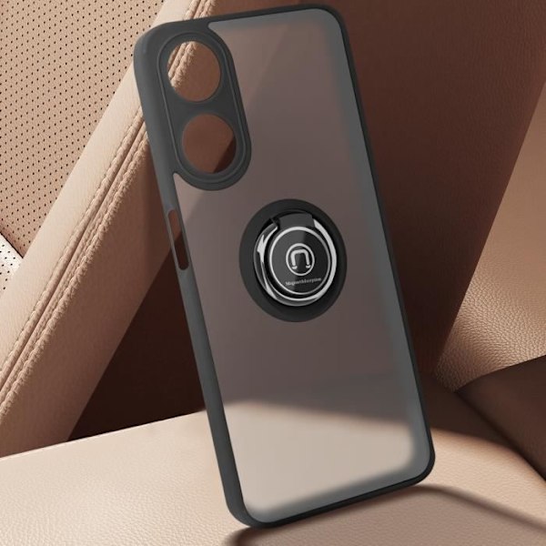 Coque til Oppo A58 med metalring, videostøtte, sort Svart