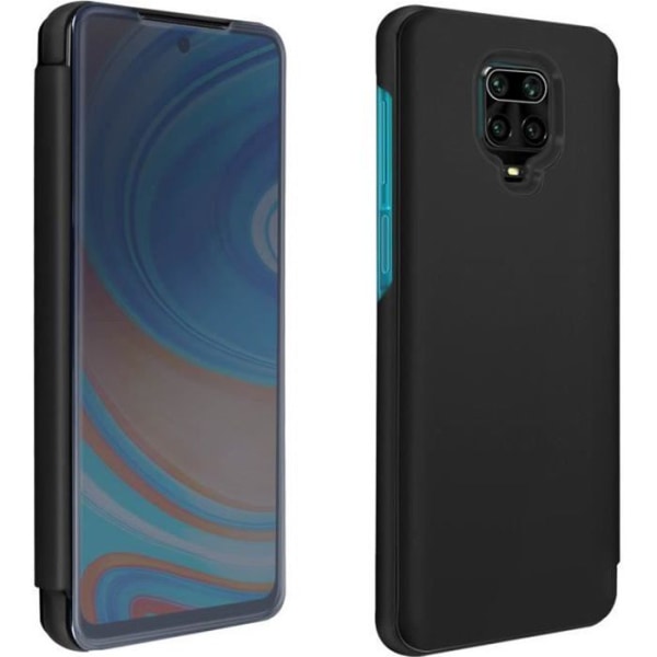Hus - AVIZAR - Xiaomi Redmi Note 9 Pro/9 Pro Max - Gennemsigtig Klap - Video Støtte - Sort Svart