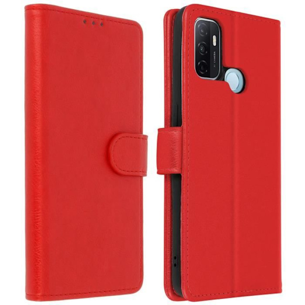 Svejset etui - Chesterfield - Oppo A53 / A53s - Rød - Opbevaring til kort - Videostativ Röd