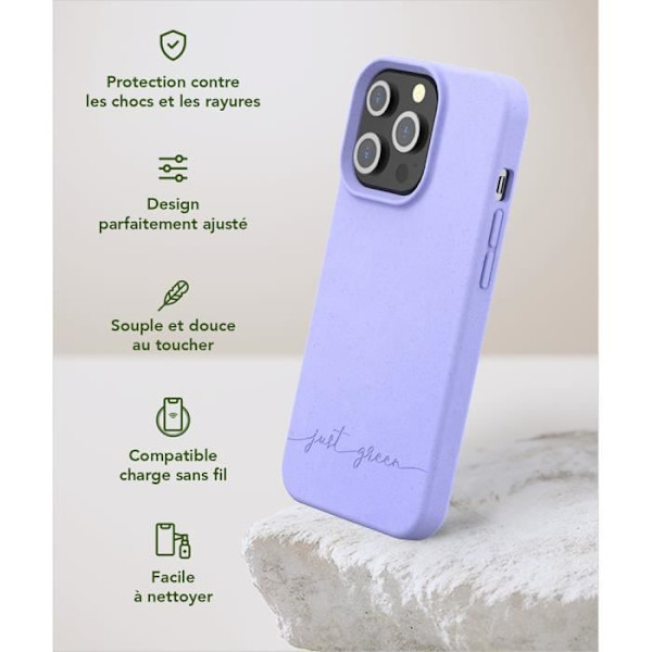 Coque - Just Green - iPhone 13 Pro - Biologisk nedbrydelig - Fleksibel - Lavendel Lavendel