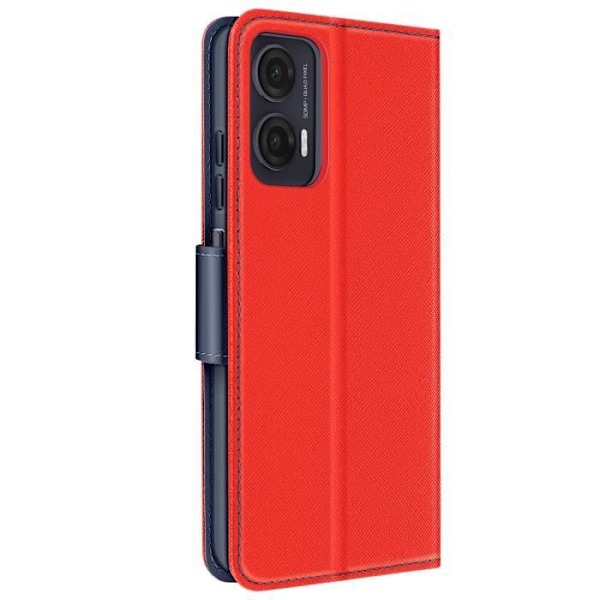 Etui til Motorola Moto G35 Pung Læder Saffiano Fancy Blå / Rød Röd