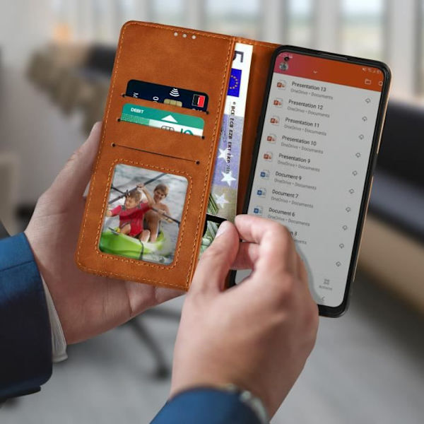 AVIZAR Foliofodral till Oppo Reno 8 Lite 5G - Brun - Videostödsfunktion kastanj