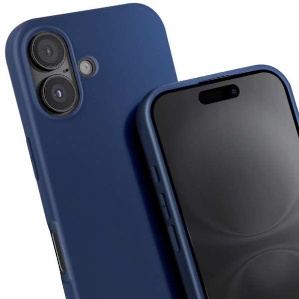 Coque med snor - iPhone 16 - Semi-rigid - Soft touch - Mørkeblå Blå