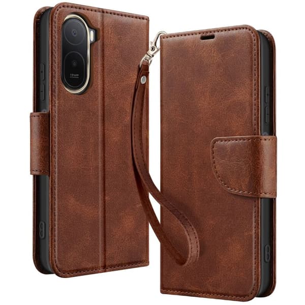 Retro Plånboksfodral för Redmi A7 Pro med Stöd Ljusbrun brun