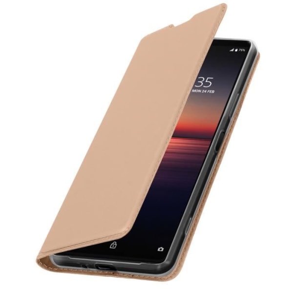 Housse - AVIZAR - Sony Xperia 1 II - Øko-læder - Videostøtte - Kortlomme - Roséguld Rose guld