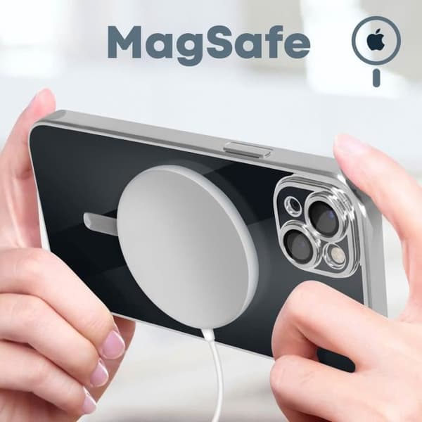 Coque - Apple - iPhone 14 - Silikon - Hopea - Yhteensopiva MagSafe Pengar