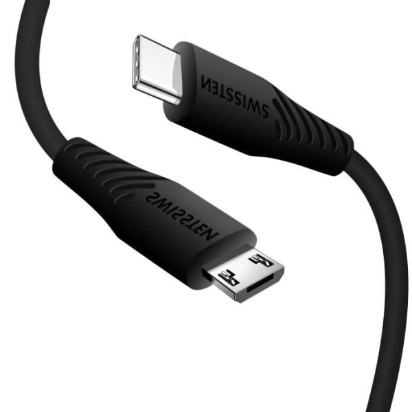 USB-C till Micro-USB Snabbladdning 3A 1m Swissten Svart Svart