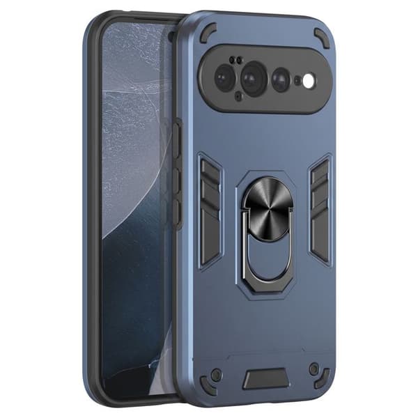 Stødabsorberende cover til Google Pixel 11 Pro XL med ring og kameradæksel i blå Blå