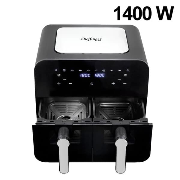 Luftfritös - CHEFFINGER - 9 L - Dubbel låda - Pekskärm - Temp. 60–200°C Svart