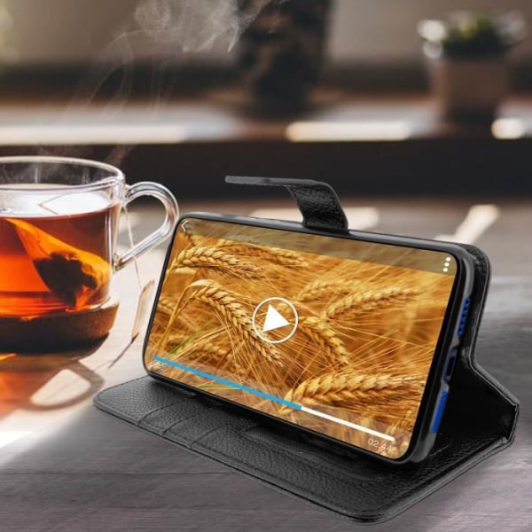 OnePlus 7 Pro Cover Folio Plånboksfodral Soft Touch Svart Videostöd Svart