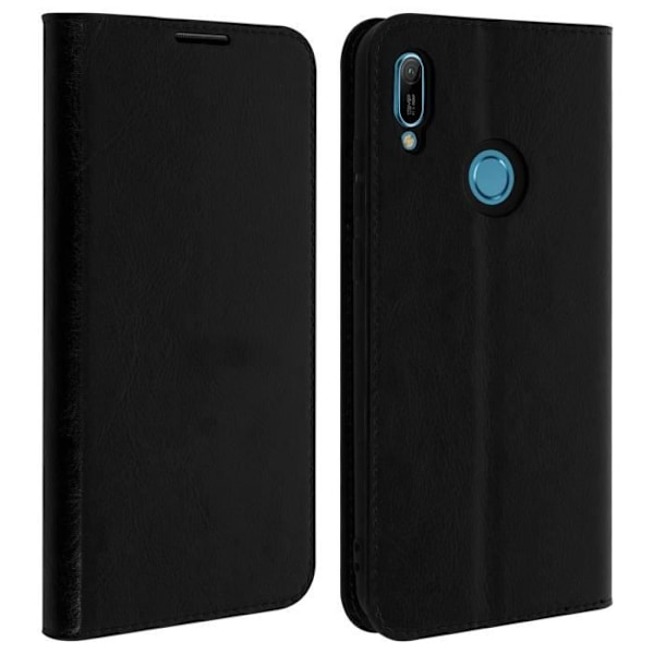 Etui Huawei Y6 2019 - AVIZAR - Folio Skinnfodral - Videostöd - Svart - Heltäckande Skydd Svart