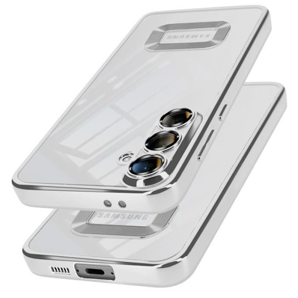 Coque - AVIZAR - Samsung Galaxy S24 FE - Silikon - Anti-Fukt - Transparent med färgad ram Grå