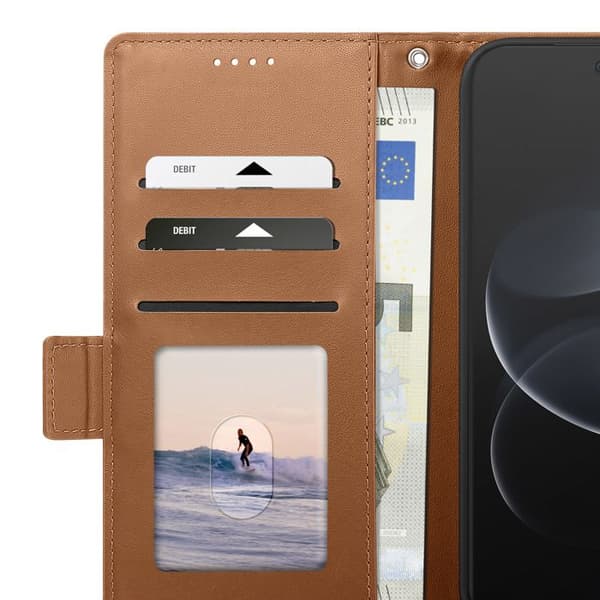 Plånboksfodral för Redmi Note 17 Pro Serie Smart Book med Stöd Ljusbrun brun