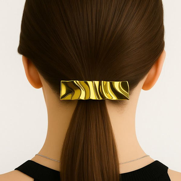 Hårelastik - AVIZAR - Guld Sort - Hammeret Effekt - Elegant - Moderne Svart