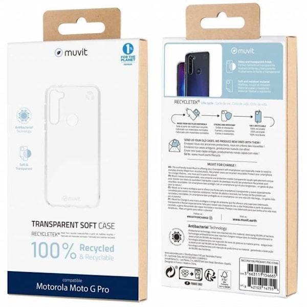 MUVIT FOR CHANGE TRANSPARENT BLØDT ETUIER MOTOROLA MOTO G PRO Transparent