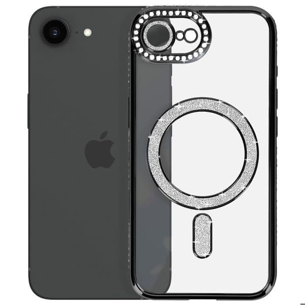 MagSafe-cover til iPhone 17e med sort strass-kant Svart