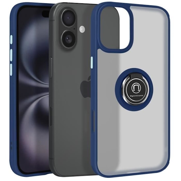 Mobilskal - AVIZAR - iPhone 16 Plus - Hård - Hållring - Mörkblå Blå