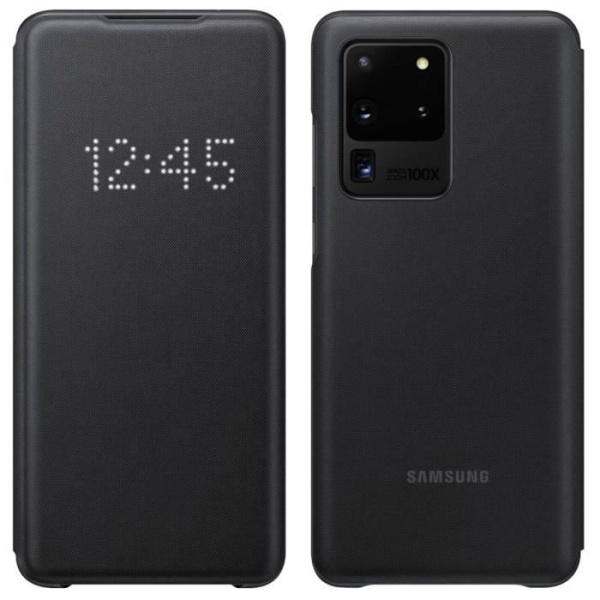 Etui - Samsung - Galaxy S20 Ultra - Gennemsigtig Klap - Led View Cover - Sort Svart