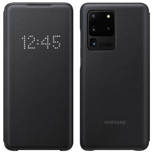 Fodral - Samsung - Galaxy S20 Ultra - Transparent Lock - Led View Cover - Svart Svart