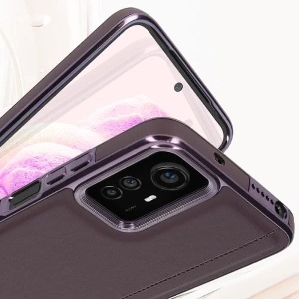 Kotelo Xiaomi Redmi Note 12S:lle Puolijäykkä Nahkaefekti Pehmeä Contour Tumma Purppura Lila