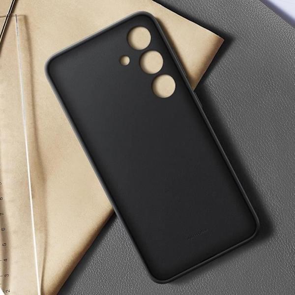 Fodral till Samsung Galaxy S24 Plus Vegan läderkamera Skyddad Samsung Black Svart