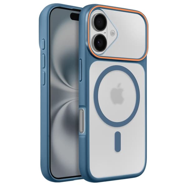 MagSafe-cover til iPhone 16, Bi-materiale beskyttelse, Hårdt bagcover, Mørkeblå Mörkblå