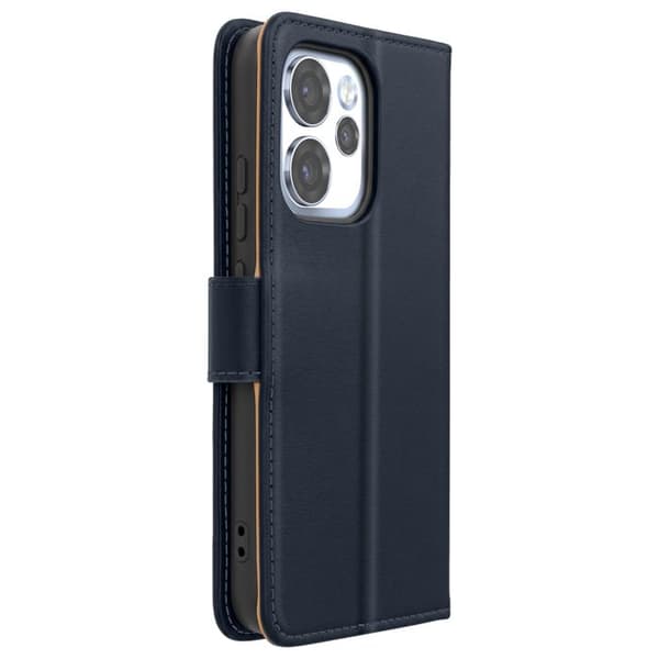 Plånboksfodral för Oppo Reno 15 Pro i äkta läder med videostöd i midnattsblå Blå