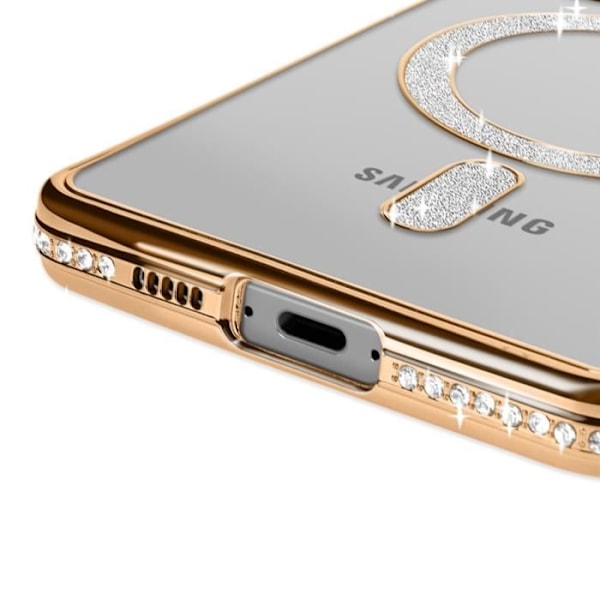 Coque Diamant pour Samsung Galaxy S24 FE MagSafe Contour Strass Dorée Gul