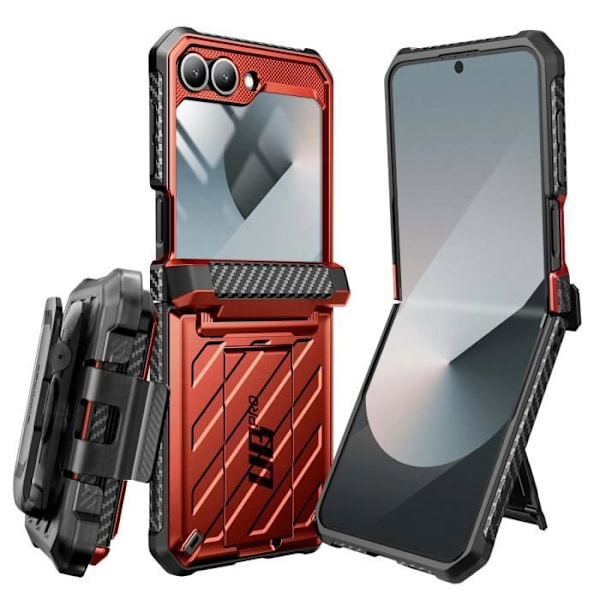 Samsung Galaxy Z Flip 6 Full Case - SUPCASE - Iskunkestävä Kickstand-tuki - punainen Röd