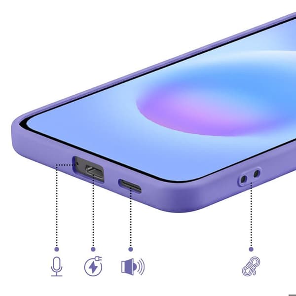 Silicone Soft-Touch-fodral för Galaxy A57 med lila mikrofiberfoder Violett