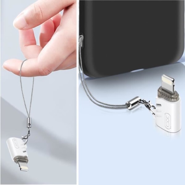 Ultrakompakt XO White Micro-USB Hona till Lightning Hane OTG-adapter
