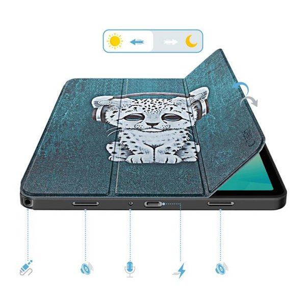 Klapskede til Galaxy Tab A11 Plus Design Kat med Støtte og Auto-Vågn Tech Protect Grøn Grön