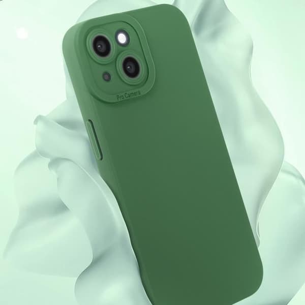 Cover til iPhone 15 Silikone Matt kamerabeskyttelse Grøn Grön